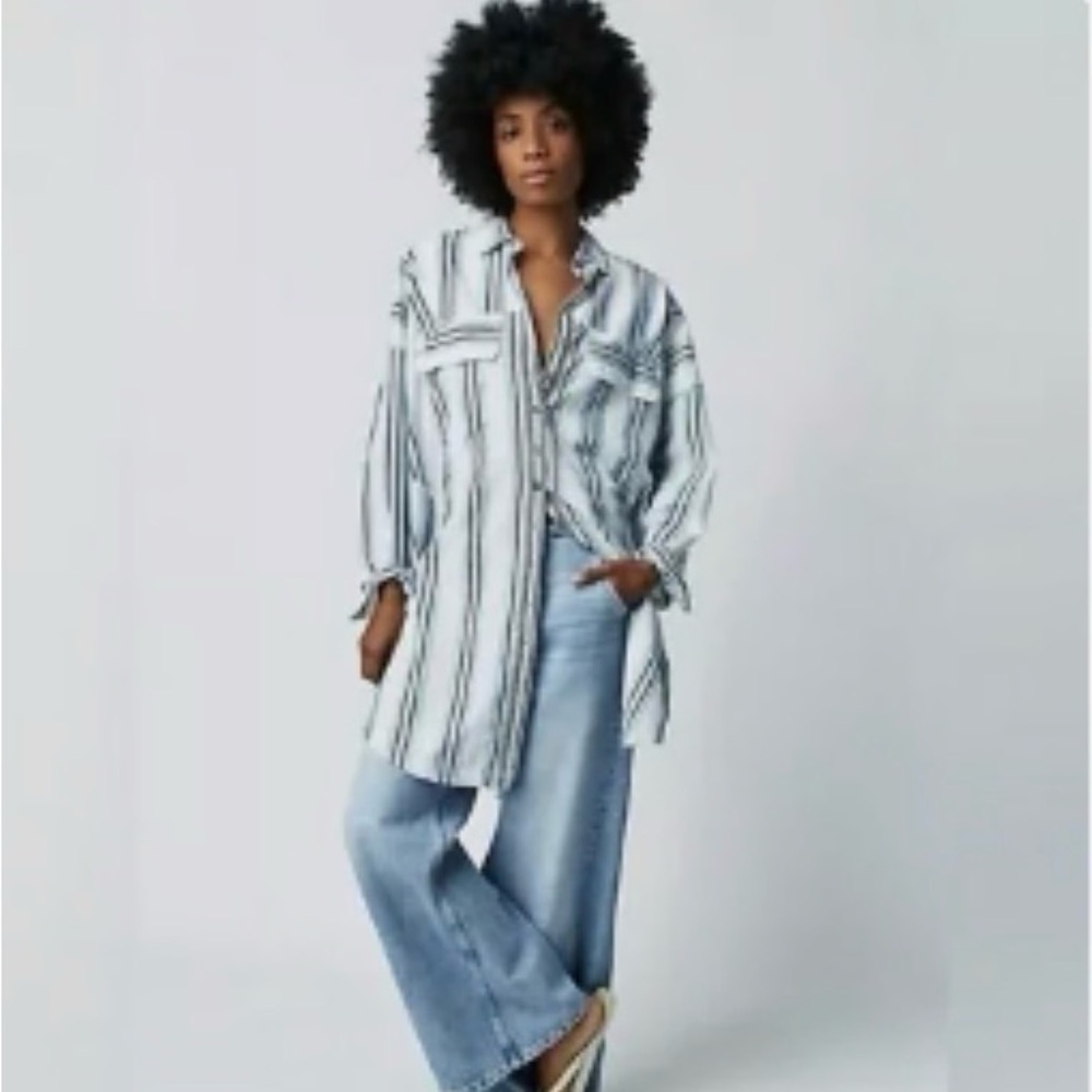 We The Free Blue and White Striped Tunic